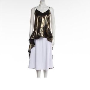 NWT Metallic palmer//harding sleeveless ruffled V-neck tunic